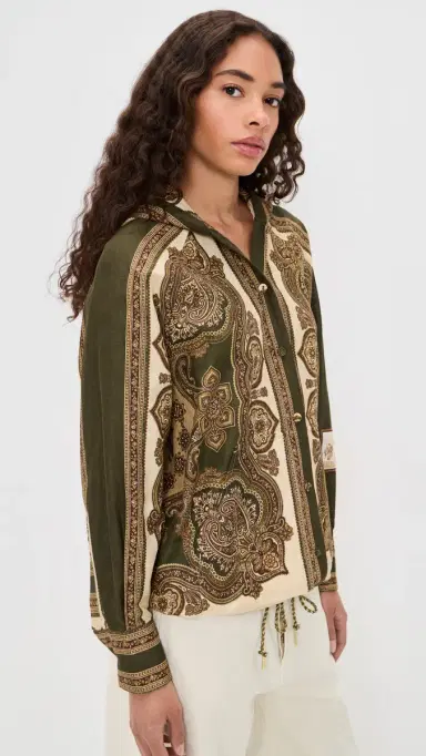 Zimmermann Mahon Hooded Shirt Olive Paisley | Thumbnail 4 Zimmermann Mahon Hooded Shirt Olive Paisley | Thumbnail 4