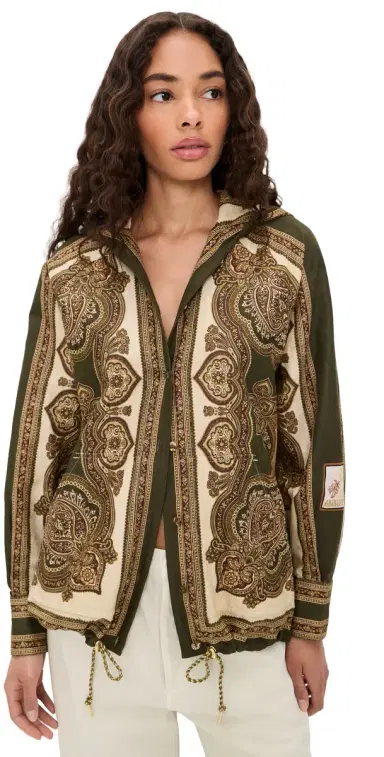 Zimmermann Mahon Hooded Shirt Olive Paisley | Thumbnail 1 Zimmermann Mahon Hooded Shirt Olive Paisley | Thumbnail 1