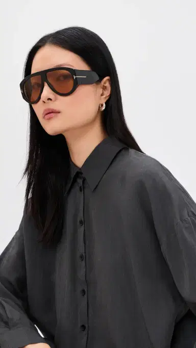 Tom Ford Bronson Sunglasses Shiny Black One Size | Thumbnail 3 Tom Ford Bronson Sunglasses Shiny Black One Size | Thumbnail 3