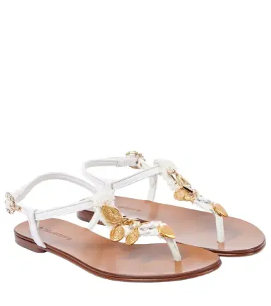 Dolce & Gabbana Embellished leather thong sandals | Thumbnail 1 Dolce & Gabbana Embellished leather thong sandals | Thumbnail 1