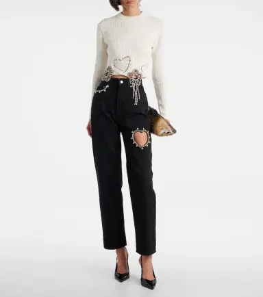Area Crystal-embellished straight jeans | Thumbnail 3 Area Crystal-embellished straight jeans | Thumbnail 3