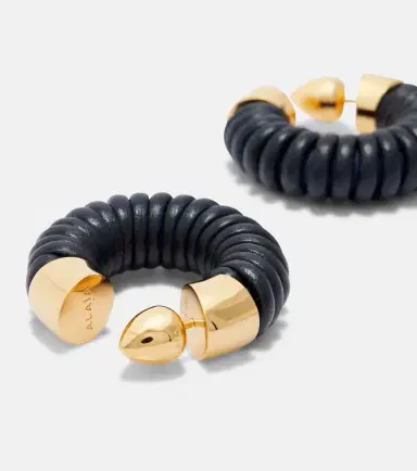 Alaïa Alaïa Bobine leather-trimmed hoop earrings | Thumbnail 4 Alaïa Alaïa Bobine leather-trimmed hoop earrings | Thumbnail 4