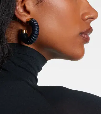 Alaïa Alaïa Bobine leather-trimmed hoop earrings | Thumbnail 6 Alaïa Alaïa Bobine leather-trimmed hoop earrings | Thumbnail 6