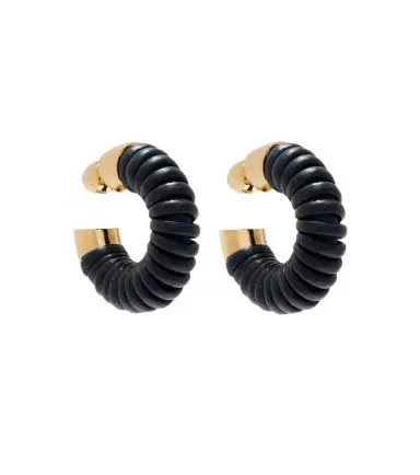 Alaïa Alaïa Bobine leather-trimmed hoop earrings | Thumbnail 1 Alaïa Alaïa Bobine leather-trimmed hoop earrings | Thumbnail 1