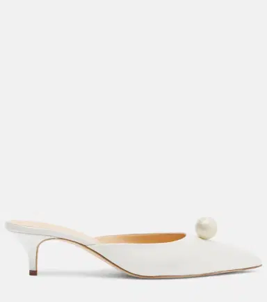 Magda Butrym Faux pearl satin mules | Thumbnail 2 Magda Butrym Faux pearl satin mules | Thumbnail 2