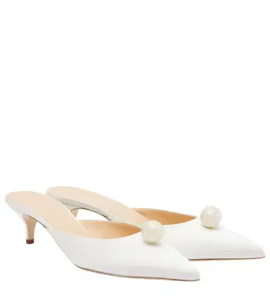 Magda Butrym Faux pearl satin mules | Thumbnail 1 Magda Butrym Faux pearl satin mules | Thumbnail 1