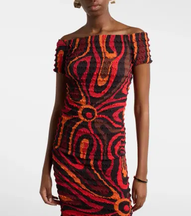 Pucci Marmo off-shoulder smocked crop top | Thumbnail 2 Pucci Marmo off-shoulder smocked crop top | Thumbnail 2
