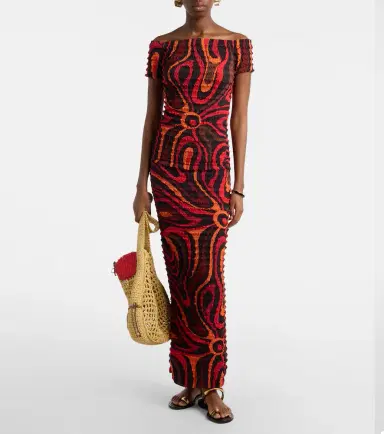 Pucci Marmo off-shoulder smocked crop top | Thumbnail 3 Pucci Marmo off-shoulder smocked crop top | Thumbnail 3