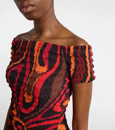 Pucci Marmo off-shoulder smocked crop top | Thumbnail 5 Pucci Marmo off-shoulder smocked crop top | Thumbnail 5
