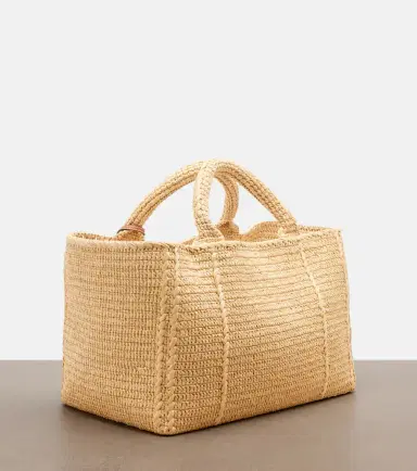 Prada Large crochet raffia-effect shopper | Thumbnail 2 Prada Large crochet raffia-effect shopper | Thumbnail 2