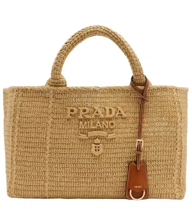 Prada Large crochet raffia-effect shopper | Thumbnail 1 Prada Large crochet raffia-effect shopper | Thumbnail 1