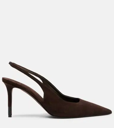 Brunello Cucinelli Monili suede slingback pumps | Thumbnail 3 Brunello Cucinelli Monili suede slingback pumps | Thumbnail 3