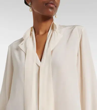 Valentino Tie-neck silk crêpe de chine blouse | Thumbnail 4 Valentino Tie-neck silk crêpe de chine blouse | Thumbnail 4