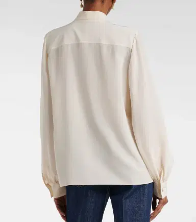 Valentino Tie-neck silk crêpe de chine blouse | Thumbnail 5 Valentino Tie-neck silk crêpe de chine blouse | Thumbnail 5