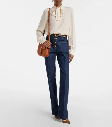 Valentino Tie-neck silk crêpe de chine blouse | Thumbnail 6 Valentino Tie-neck silk crêpe de chine blouse | Thumbnail 6