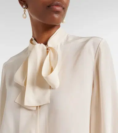 Valentino Tie-neck silk crêpe de chine blouse | Thumbnail 7 Valentino Tie-neck silk crêpe de chine blouse | Thumbnail 7