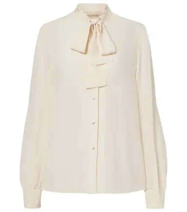 Valentino Tie-neck silk crêpe de chine blouse | Thumbnail 1 Valentino Tie-neck silk crêpe de chine blouse | Thumbnail 1