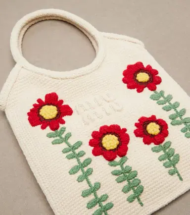 Miu Miu Ivy embroidered crochet tote bag | Thumbnail 4 Miu Miu Ivy embroidered crochet tote bag | Thumbnail 4