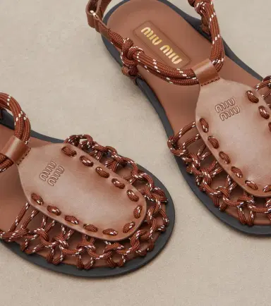 Miu Miu Leather-trimmed sandals | Thumbnail 3 Miu Miu Leather-trimmed sandals | Thumbnail 3