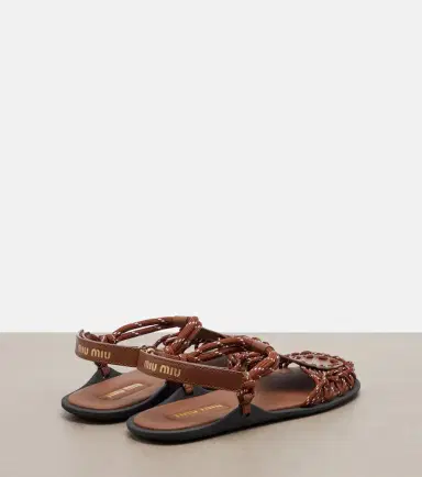 Miu Miu Leather-trimmed sandals | Thumbnail 4 Miu Miu Leather-trimmed sandals | Thumbnail 4