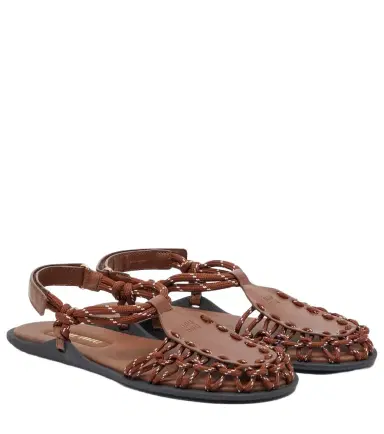 Miu Miu Leather-trimmed sandals | Thumbnail 1 Miu Miu Leather-trimmed sandals | Thumbnail 1
