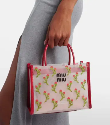 Miu Miu Embroidered floral mesh top-handle bag | Thumbnail 6 Miu Miu Embroidered floral mesh top-handle bag | Thumbnail 6
