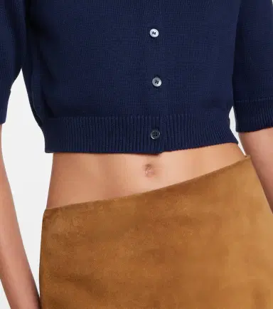Miu Miu Logo cropped cotton cardigan | Thumbnail 4 Miu Miu Logo cropped cotton cardigan | Thumbnail 4