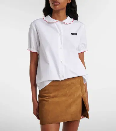 Miu Miu Scalloped cotton poplin shirt | Thumbnail 4 Miu Miu Scalloped cotton poplin shirt | Thumbnail 4