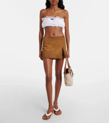 Miu Miu Scalloped cotton poplin bandeau top | Thumbnail 4 Miu Miu Scalloped cotton poplin bandeau top | Thumbnail 4