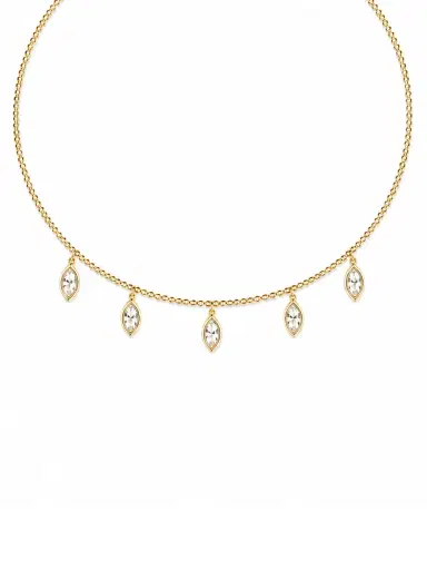 Wish Fine Jewelry 1.11ct Diamond 14K Gold Stationed Choker Collar Necklace | Thumbnail 2 Wish Fine Jewelry 1.11ct Diamond 14K Gold Stationed Choker Collar Necklace | Thumbnail 2