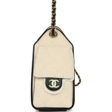 Chanel Chanel Mini 25 Hobo Bag Ecru Canvas and Black Calfskin Gold Hardware | Thumbnail 3 Chanel Chanel Mini 25 Hobo Bag Ecru Canvas and Black Calfskin Gold Hardware | Thumbnail 3