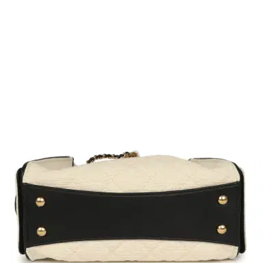 Chanel Chanel Mini 25 Hobo Bag Ecru Canvas and Black Calfskin Gold Hardware | Thumbnail 6 Chanel Chanel Mini 25 Hobo Bag Ecru Canvas and Black Calfskin Gold Hardware | Thumbnail 6