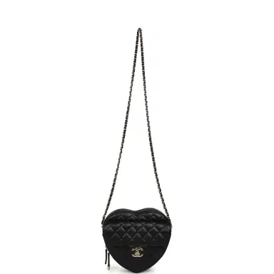 Chanel Pre-owned Chanel CC In Love Large Heart Bag with Chain Black Lambskin Light Gold Hardware | Thumbnail 7 Chanel Pre-owned Chanel CC In Love Large Heart Bag with Chain Black Lambskin Light Gold Hardware | Thumbnail 7