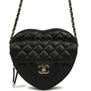 Chanel Pre-owned Chanel CC In Love Large Heart Bag with Chain Black Lambskin Light Gold Hardware | Thumbnail 1 Chanel Pre-owned Chanel CC In Love Large Heart Bag with Chain Black Lambskin Light Gold Hardware | Thumbnail 1