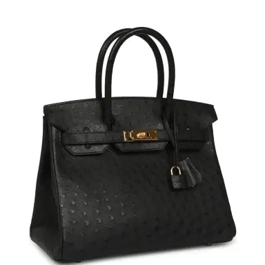 HERMÈS Pre-owned Hermes Birkin 30 Black Ostrich Gold Hardware | Thumbnail 2 HERMÈS Pre-owned Hermes Birkin 30 Black Ostrich Gold Hardware | Thumbnail 2