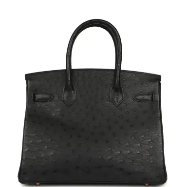 HERMÈS Pre-owned Hermes Birkin 30 Black Ostrich Gold Hardware | Thumbnail 4 HERMÈS Pre-owned Hermes Birkin 30 Black Ostrich Gold Hardware | Thumbnail 4