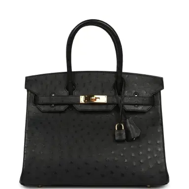 HERMÈS Pre-owned Hermes Birkin 30 Black Ostrich Gold Hardware | Thumbnail 1 HERMÈS Pre-owned Hermes Birkin 30 Black Ostrich Gold Hardware | Thumbnail 1