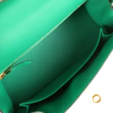 HERMÈS Pre-owned Hermes Kelly Sellier 25 Vert Vertigo Chevre Chamkila Gold Hardware | Thumbnail 8 HERMÈS Pre-owned Hermes Kelly Sellier 25 Vert Vertigo Chevre Chamkila Gold Hardware | Thumbnail 8