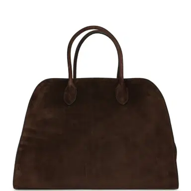 The Row The Row Soft Margaux 15 Bag Mocha Suede Gold Hardware | Thumbnail 1 The Row The Row Soft Margaux 15 Bag Mocha Suede Gold Hardware | Thumbnail 1