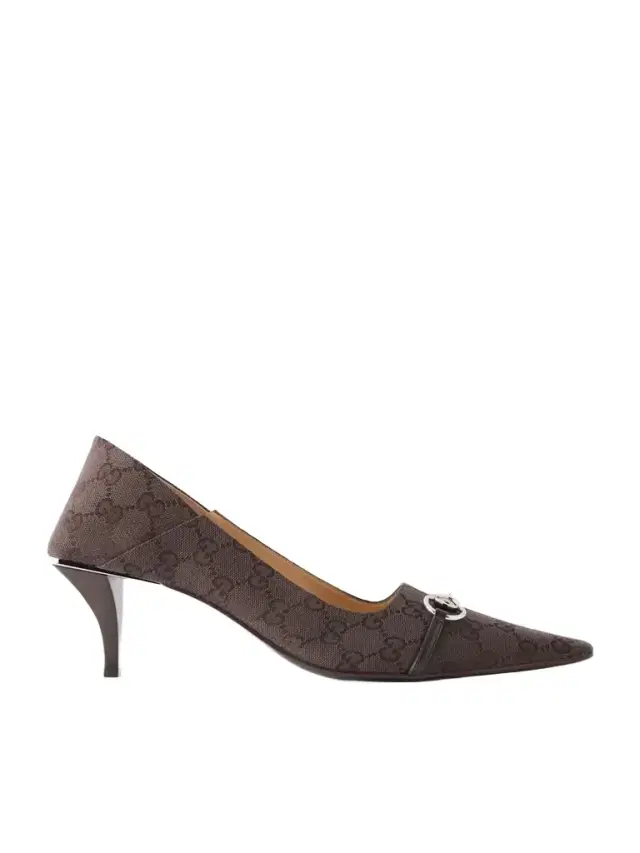 Vittoria Horsebit-embellished Canvas-jacquard Pumps Vittoria Horsebit-embellished Canvas-jacquard Pumps