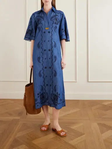 Zimmermann Aster Embroidered Denim Midi Dress | Thumbnail 2 Zimmermann Aster Embroidered Denim Midi Dress | Thumbnail 2