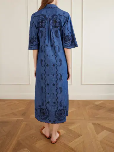 Zimmermann Aster Embroidered Denim Midi Dress | Thumbnail 3 Zimmermann Aster Embroidered Denim Midi Dress | Thumbnail 3