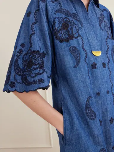 Zimmermann Aster Embroidered Denim Midi Dress | Thumbnail 4 Zimmermann Aster Embroidered Denim Midi Dress | Thumbnail 4