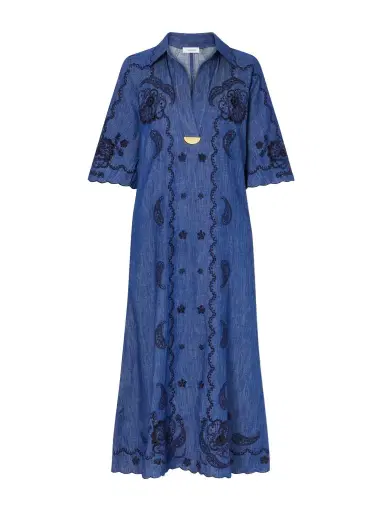 Zimmermann Aster Embroidered Denim Midi Dress | Thumbnail 1 Zimmermann Aster Embroidered Denim Midi Dress | Thumbnail 1