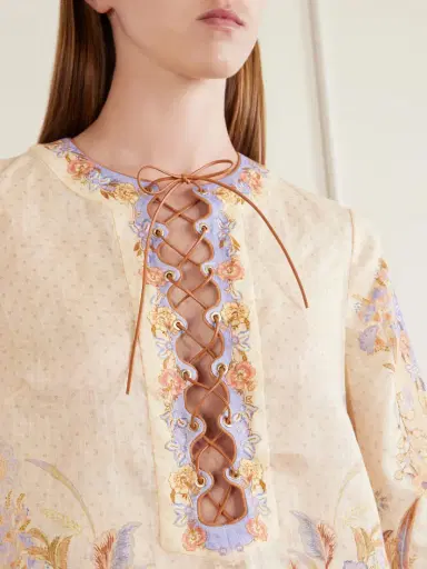 Zimmermann Indra Printed Linen Mini Dress | Thumbnail 4 Zimmermann Indra Printed Linen Mini Dress | Thumbnail 4