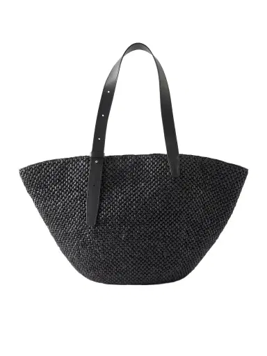 LIÉ STUDIO The Bianca Leather-trimmed Raffia Tote | Thumbnail 1 LIÉ STUDIO The Bianca Leather-trimmed Raffia Tote | Thumbnail 1