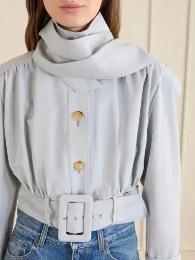 Chloé Belted Scarf-detailed Gathered Linen And Cotton-blend Jacket | Thumbnail 5 Chloé Belted Scarf-detailed Gathered Linen And Cotton-blend Jacket | Thumbnail 5