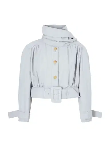 Chloé Belted Scarf-detailed Gathered Linen And Cotton-blend Jacket | Thumbnail 1 Chloé Belted Scarf-detailed Gathered Linen And Cotton-blend Jacket | Thumbnail 1
