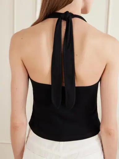Matteau Tie-detailed Cotton-jersey Halterneck Tank | Thumbnail 3 Matteau Tie-detailed Cotton-jersey Halterneck Tank | Thumbnail 3