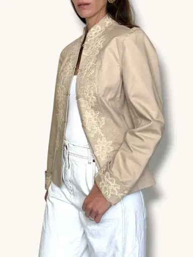 Jen Wonders Studio Beige Embroidered Blazer | Thumbnail 4 Jen Wonders Studio Beige Embroidered Blazer | Thumbnail 4